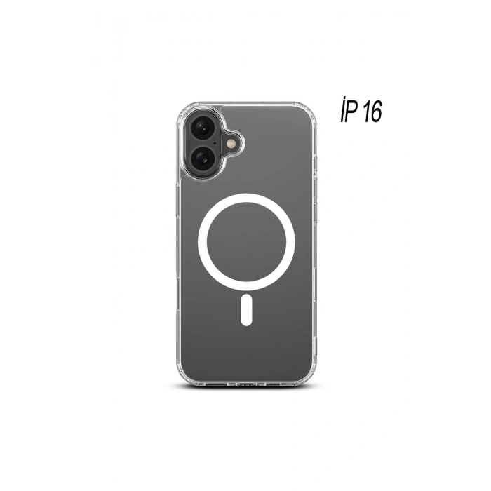 iPhone 16 ile Uyumlu Kablosuz Şarj Magsafe Özellikli Şeffaf Silikon Kılıf