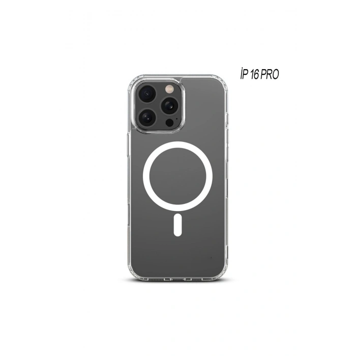 iPhone 16 Pro ile Uyumlu Kablosuz Şarj Magsafe Özellikli Şeffaf Silikon Kılıf