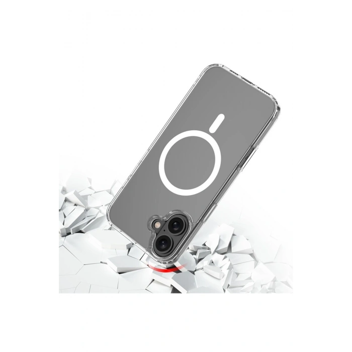 iPhone 16 Pro ile Uyumlu Kablosuz Şarj Magsafe Özellikli Şeffaf Silikon Kılıf