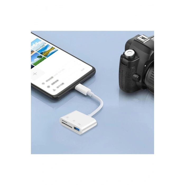 Type-C Kart Okuyucu  MacBook Telefon Bilgisayar Tablet Uyumlu Type-C to USB / SD / TF