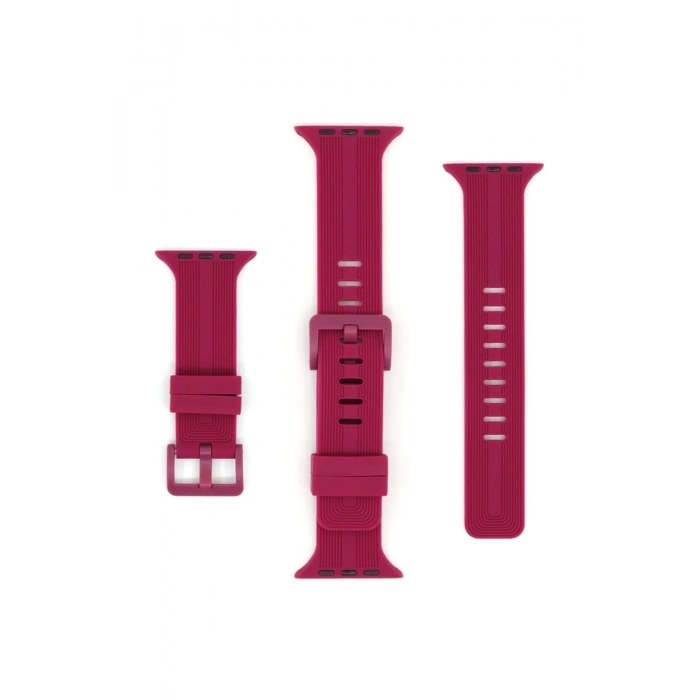 Watch Series 11/10 46mm Uyumlu Çizgi Detaylı Esnek Yumuşak Tokalı Silikon Kordon Yüksek Kalite Kayış