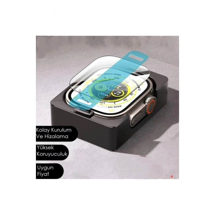 Apple Watch 42mm ile Uyumlu Kolay Kurulum Otomatik Hizalama Aparatlı Tam Kaplayan Ekran Koruyucu