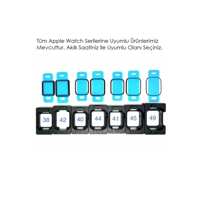 Apple Watch 42mm ile Uyumlu Kolay Kurulum Otomatik Hizalama Aparatlı Tam Kaplayan Ekran Koruyucu