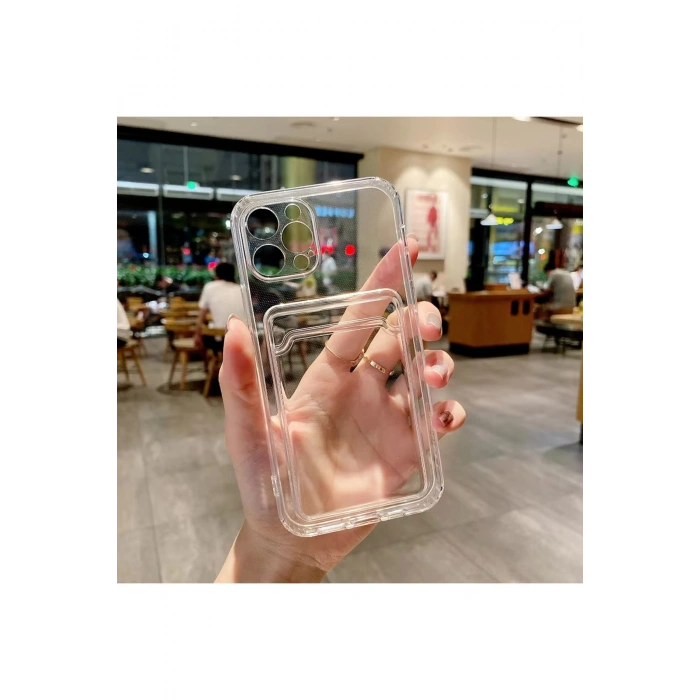 İphone 16 ile Uyumlu Kamera Korumalı Şeffaf Kartlıklı Card Case