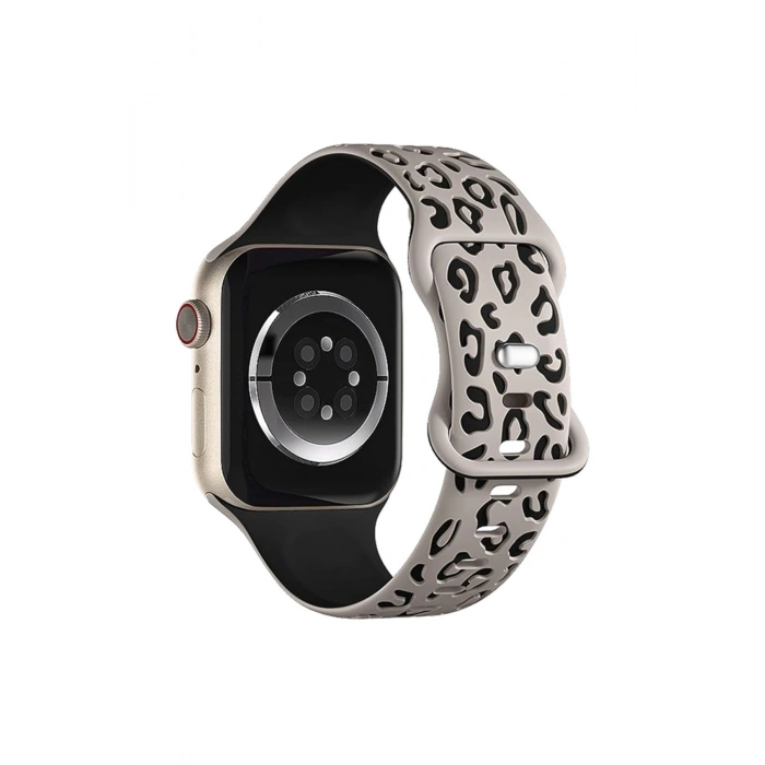 Apple Watch 9 8 7 6 5 4 3 2 Se 38 40 41 MM Leopar Desenli Silikon Kordon