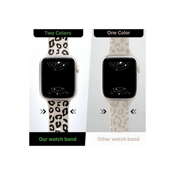 Apple Watch 9 8 7 6 5 4 3 2 Se 38 40 41 MM Leopar Desenli Silikon Kordon
