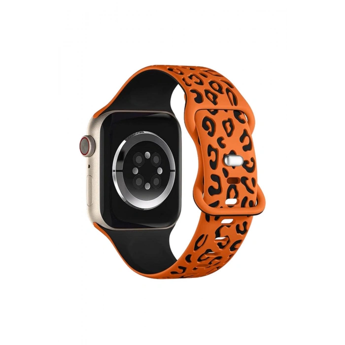 Apple Watch 9 8 7 6 5 4 3 2 Se 38 40 41 MM Leopar Desenli Silikon Kordon