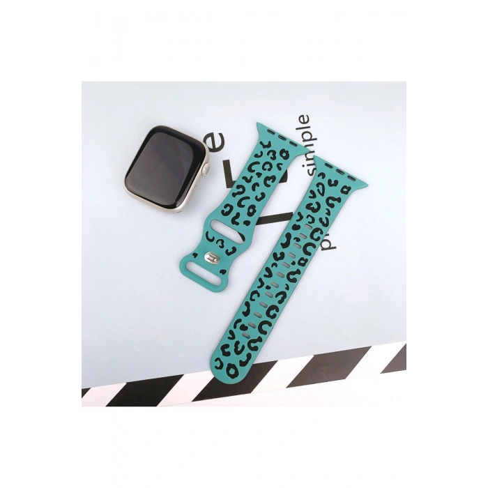 Apple Watch Ultra Ultra2 10 9 8 7 6 5 4 3 2 1 Se 42 44 45 46 49 MM Leopar Desenli Silikon Kordon