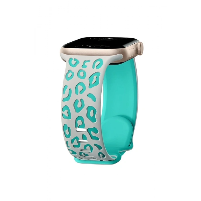 Apple Watch Ultra Ultra2 10 9 8 7 6 5 4 3 2 1 Se 42 44 45 46 49 MM Leopar Desenli Silikon Kordon