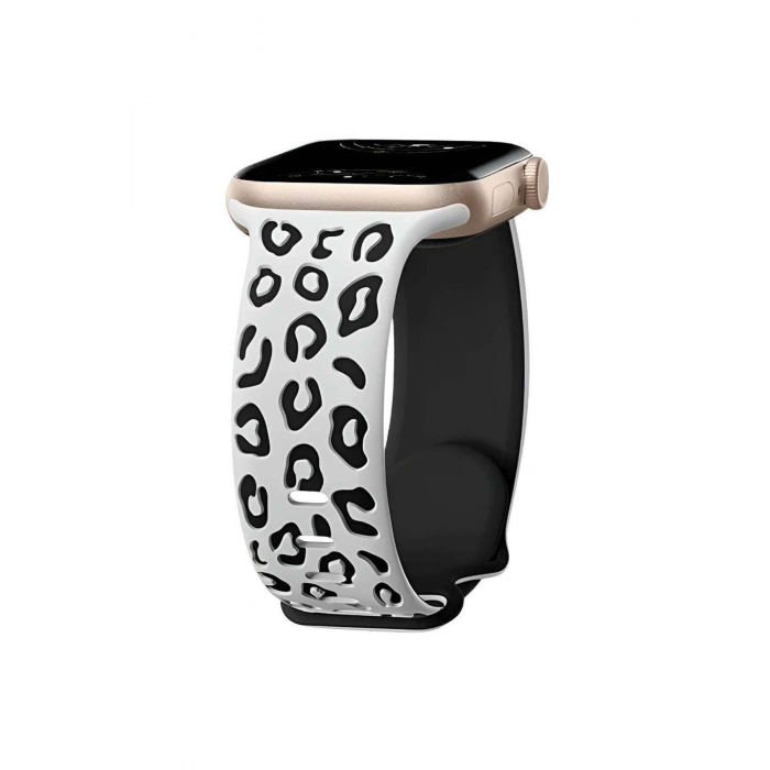 Apple Watch Ultra Ultra2 10 9 8 7 6 5 4 3 2 1 Se 42 44 45 46 49 MM Leopar Desenli Silikon Kordon