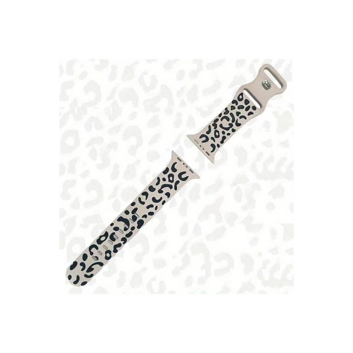 Apple Watch Ultra Ultra2 10 9 8 7 6 5 4 3 2 1 Se 42 44 45 46 49 MM Leopar Desenli Silikon Kordon