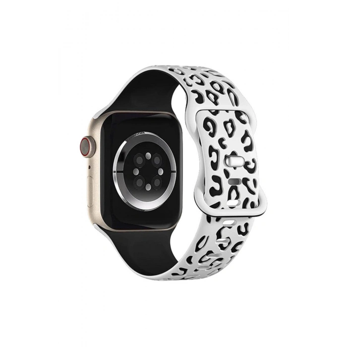 Apple Watch Ultra Ultra2 10 9 8 7 6 5 4 3 2 1 Se 42 44 45 46 49 MM Leopar Desenli Silikon Kordon