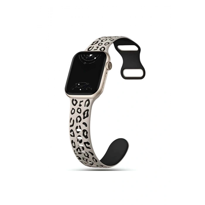 Apple Watch Ultra Ultra2 10 9 8 7 6 5 4 3 2 1 Se 42 44 45 46 49 MM Leopar Desenli Silikon Kordon