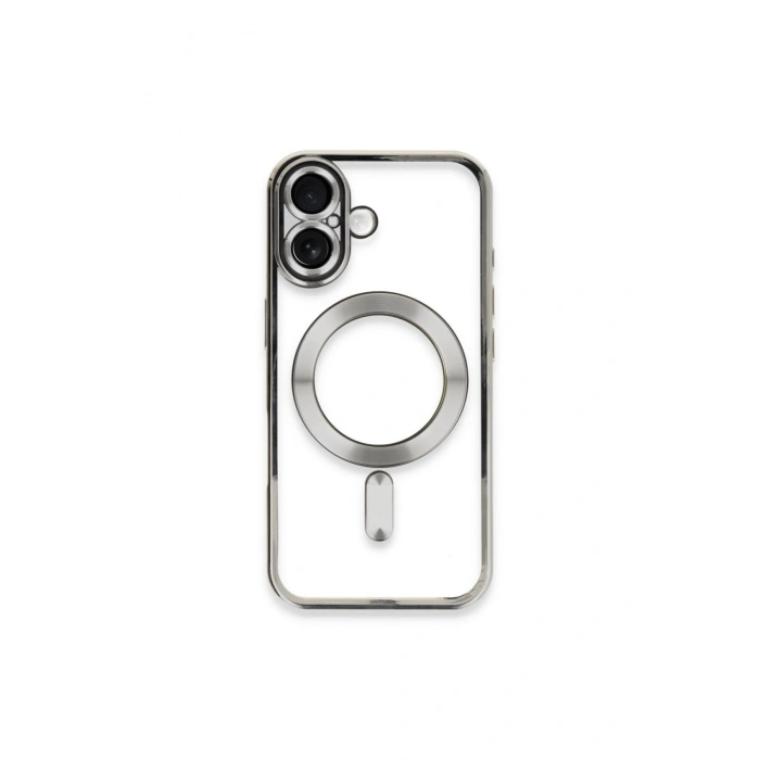 İPHONE 16 PLUS İLE UYUMLU LAZER KESİM KENARLARI RENKLİ MAGSAFE ÖZELLİKLİ ŞEFFAF TELEFON KILIFI