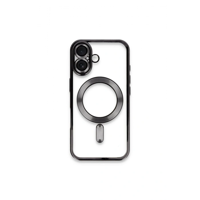 İPHONE 16 PLUS İLE UYUMLU LAZER KESİM KENARLARI RENKLİ MAGSAFE ÖZELLİKLİ ŞEFFAF TELEFON KILIFI