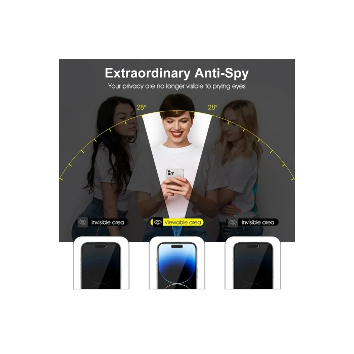 Apple iPhone 16 Pro ile Uyumlu Kristal Netlik Privacy Hayalet Tam Kaplayan Ekran Koruyucu