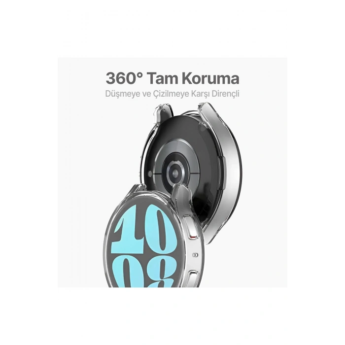 Galaxy Watch 5-4 Uyumlu 44mm 360 Koruma Şeffaf Silikon Kasa ve Ekran Koruyucu