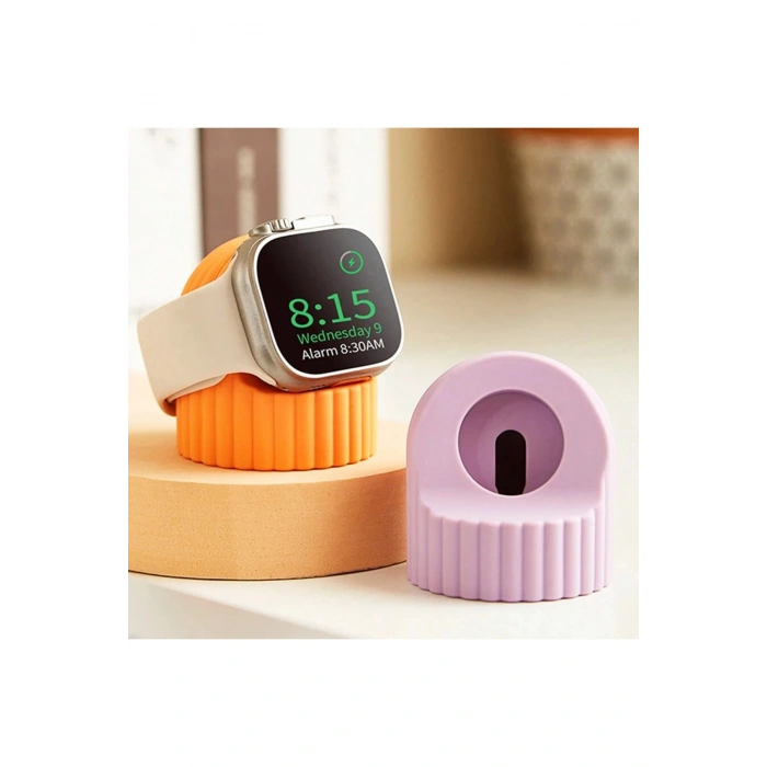 Apple Watch Series 11/10/9/8/7/6/SE3/SE2/SE/Ultra3/Ultra2/Ultra Uyumlu Silikon Renkli Şarj Standı