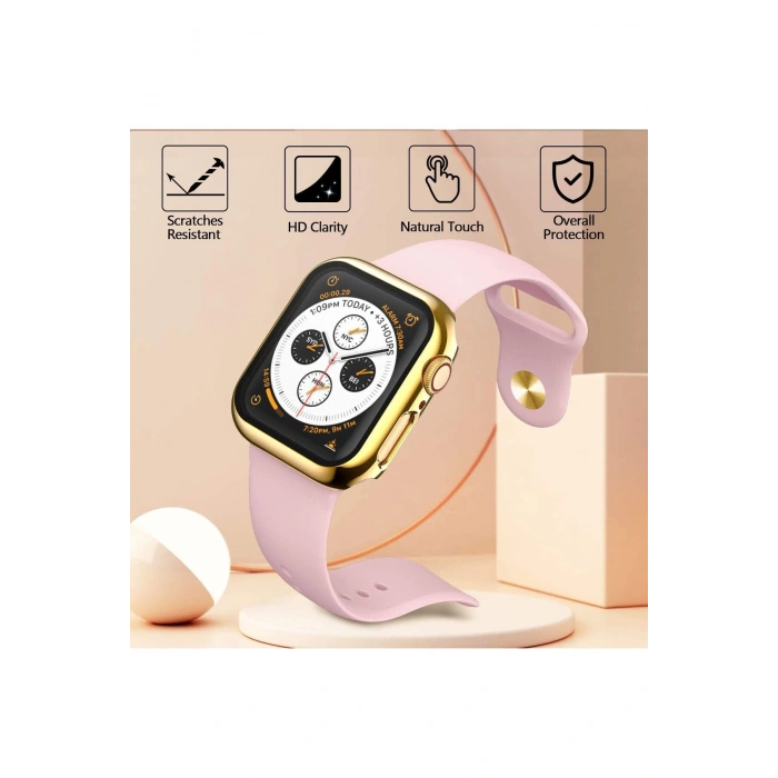 Apple Watch 9/8/7 Nesil Uyumlu 45mm Akıllı Saat Parlak Şık Shine Kasa Ekran Koruyucu