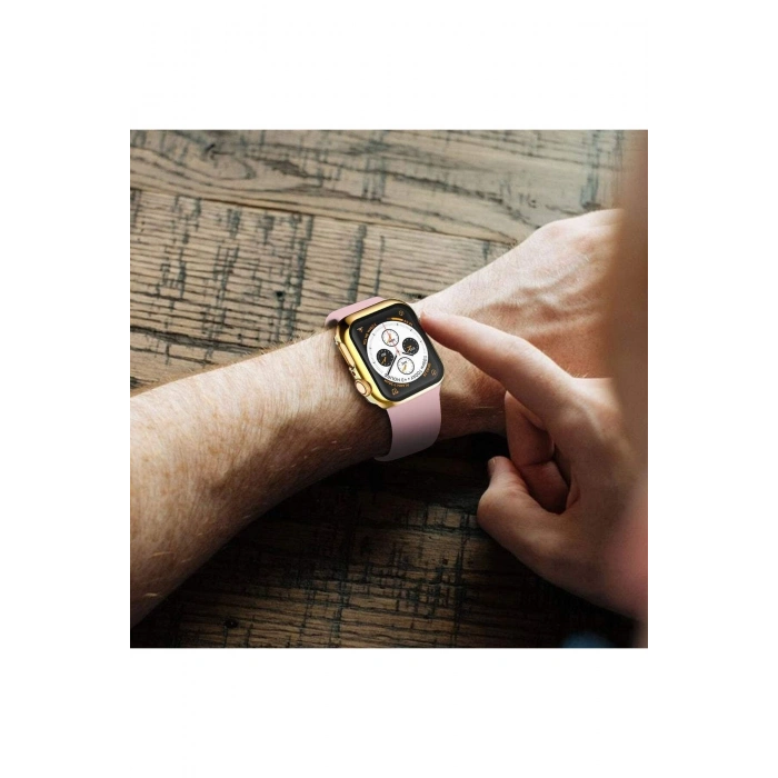 Apple Watch 9/8/7 Nesil Uyumlu 45mm Akıllı Saat Parlak Şık Shine Kasa Ekran Koruyucu