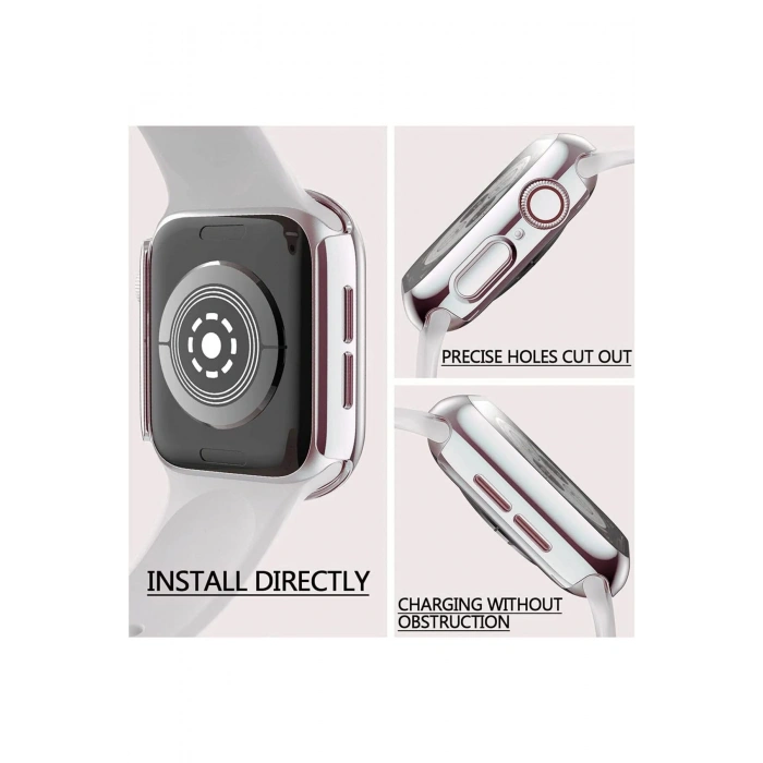 Apple Watch 9/8/7 Nesil Uyumlu 41mm Akıllı Saat Parlak Şık Shine Kasa Ekran Koruyucu