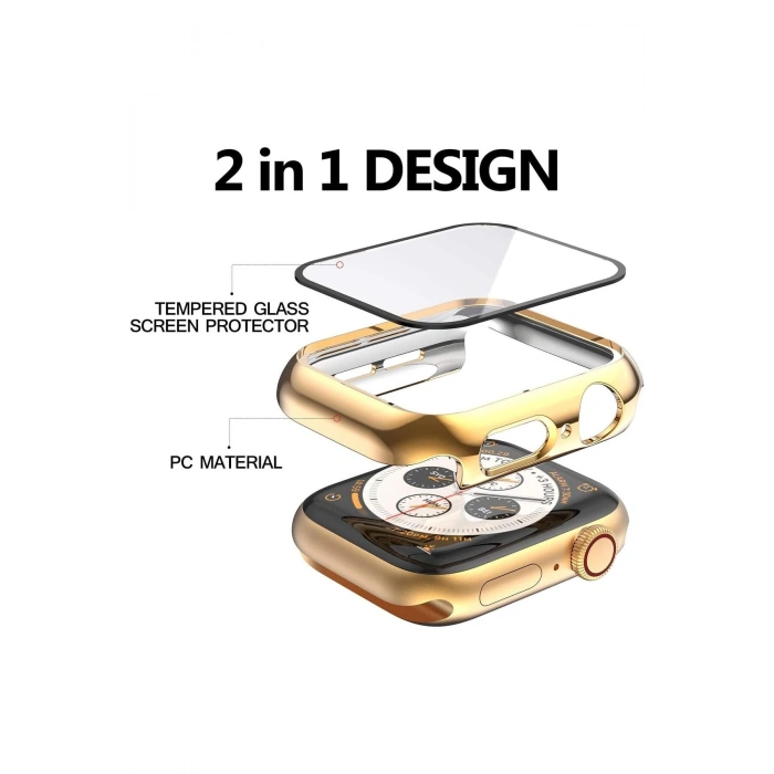 Apple Watch SE/6/5/4 Nesil Uyumlu 44mm Akıllı Saat Parlak Şık Shine Kasa Ekran Koruyucu