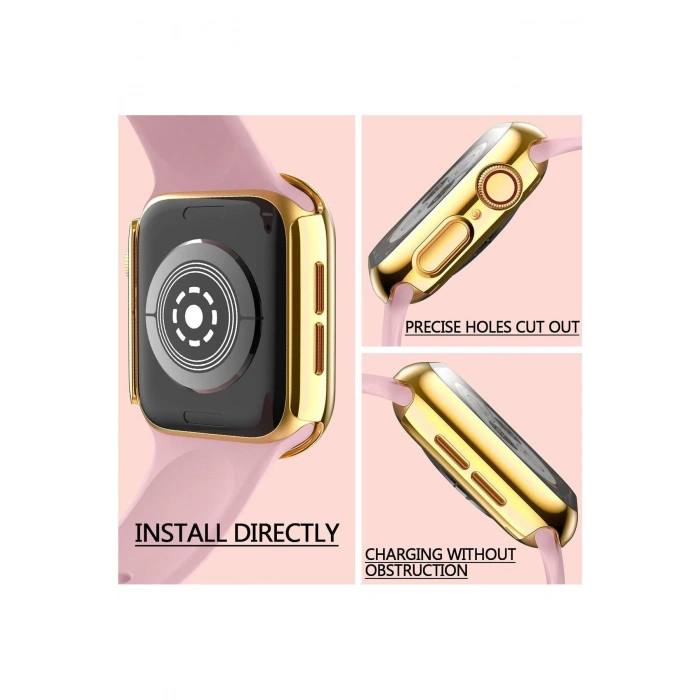 Apple Watch SE/6/5/4 Nesil Uyumlu 44mm Akıllı Saat Parlak Şık Shine Kasa Ekran Koruyucu