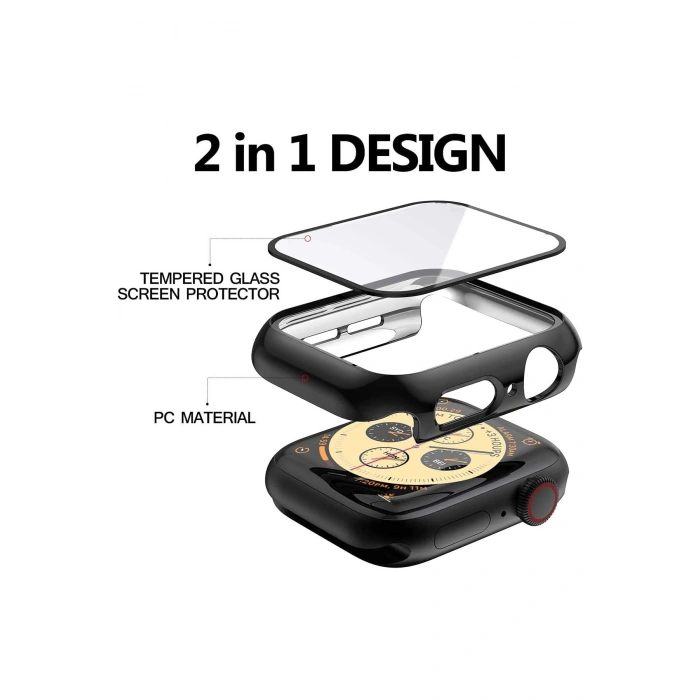 Apple Watch 9/8/7 Nesil Uyumlu 45mm Akıllı Saat Parlak Şık Shine Kasa Ekran Koruyucu