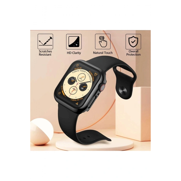 Apple Watch 9/8/7 Nesil Uyumlu 45mm Akıllı Saat Parlak Şık Shine Kasa Ekran Koruyucu