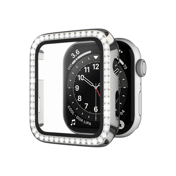 Apple Watch 3/2/1 Seri Tam Uyum 42mm Taş İşlemeli Parlak Şık Göz Alıcı Kasa Ekran Koruyucu