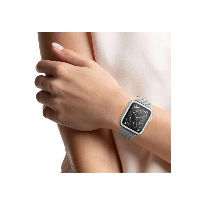 Apple Watch 3/2/1 Seri Tam Uyum 42mm Taş İşlemeli Parlak Şık Göz Alıcı Kasa Ekran Koruyucu