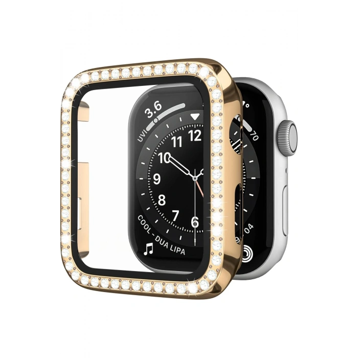 Watch SE3/SE2/SE/6/5/4 Seri Uyumlu 44mm Taş İşlemeli Parlak Şık Göz Alıcı Kasa Ekran Koruyucu