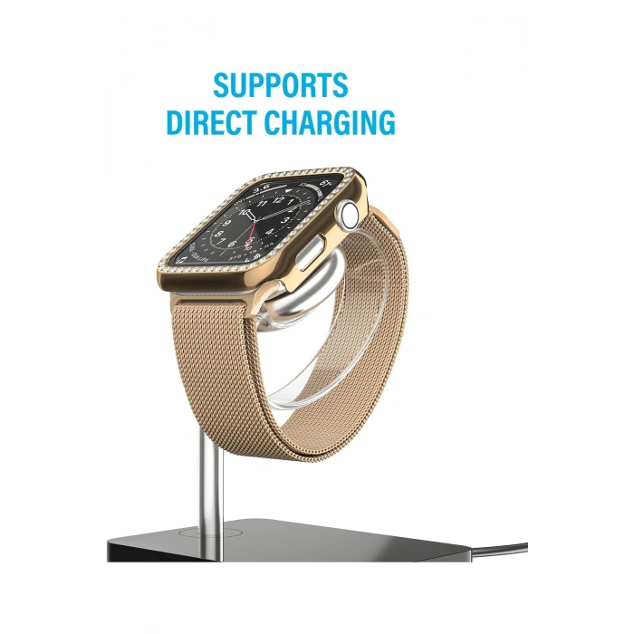 Watch SE3/SE2/SE/6/5/4 Seri Uyumlu 44mm Taş İşlemeli Parlak Şık Göz Alıcı Kasa Ekran Koruyucu