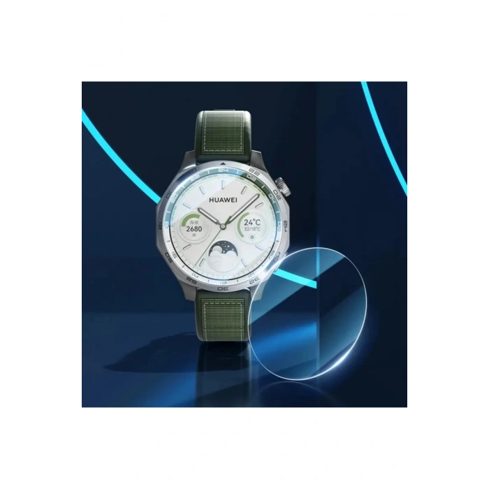 Huawei Watch GT5 46mm ile Birebir Uyumlu Kolay Kurulum Aparatlı Temperli Cam Ekran Koruyucu