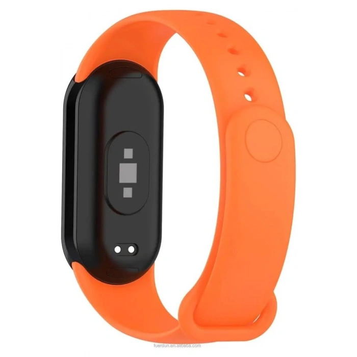 Xiaomi Mi Band 8 ile Birebir Uyumlu Kolay Takılıp Çıkarılabilen Renkli Esnek Turuncu Silikon Kordon