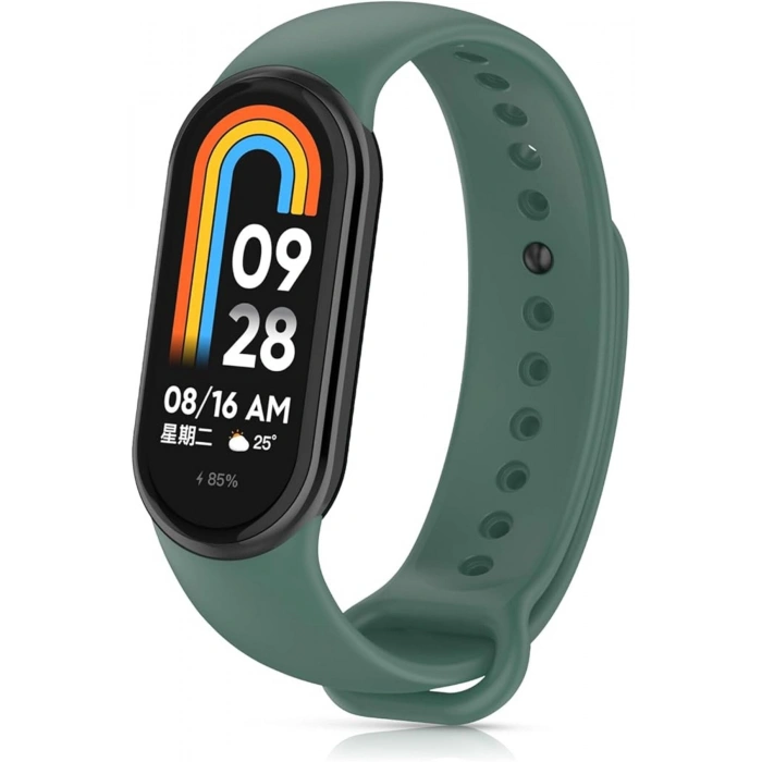 Xiaomi Mi Band 8 ile Birebir Uyumlu Kolay Takılıp Çıkarılabilen Renkli Esnek Haki Silikon Kordon