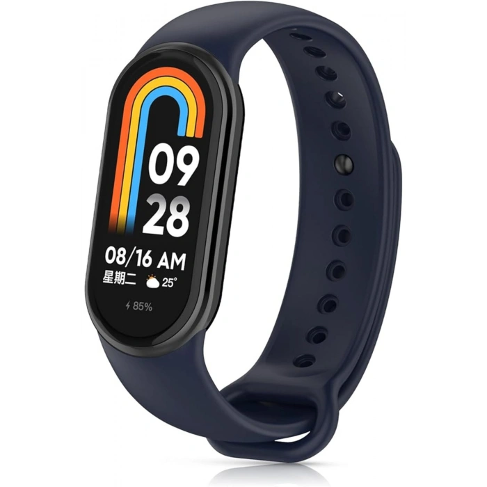Xiaomi Mi Band 8 ile Birebir Uyumlu Kolay Takılıp Çıkarılabilen Renkli Esnek Lacivert Silikon Kordon