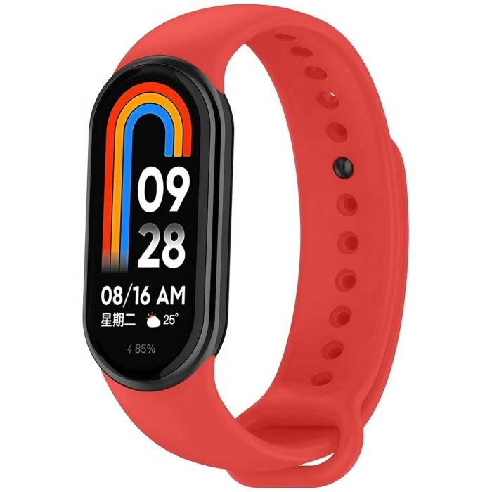 Xiaomi Mi Band 8 ile Birebir Uyumlu Kolay Takılıp Çıkarılabilen Renkli Esnek Kırmızı Silikon Kordon
