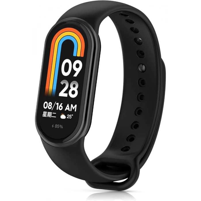 Xiaomi Mi Band 8 ile Birebir Uyumlu Kolay Takılıp Çıkarılabilen Renkli Esnek Siyah Silikon Kordon