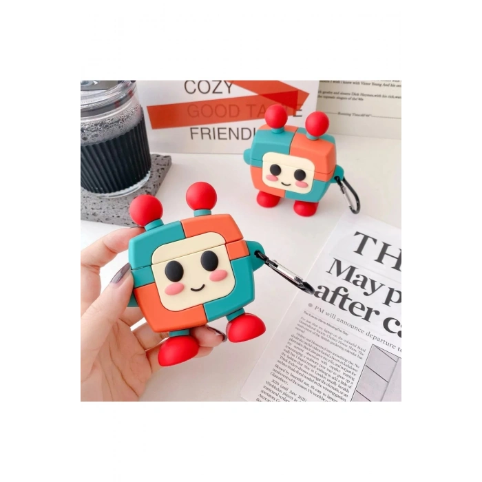 Apple Airpods Pro / Pro 2. Nesiller Ile Uyumlu 3d Robot Figürlü Çok Renkli Kulaklık Kılıfı