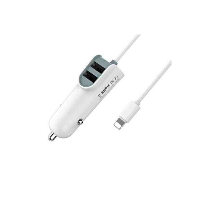 iPhone 6/7/8/X/XR/XsMax/11/12/13/14 Serileri ile Uyumlu Araç İçi Çakmaklık Şarj Başlığı ve Kablo Set