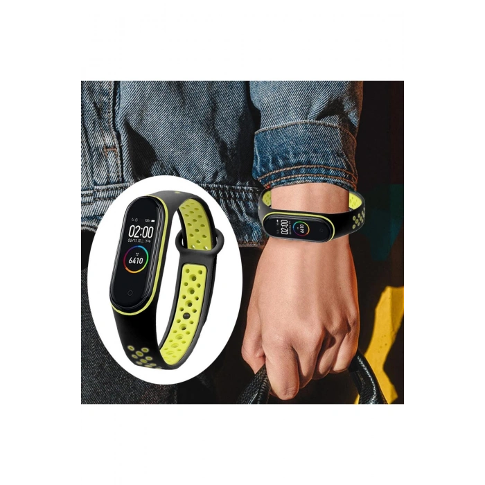 Xiaomi Mi Band 3 Mi Band 4 ile Birebir Tam Uyumlu Delikli Model Çift Renk Spor Esnek Silikon Kordon