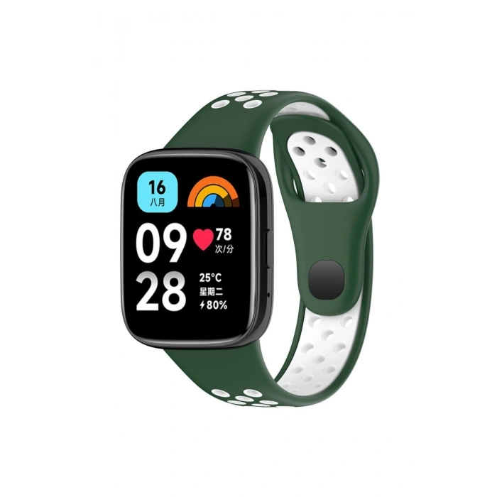 Xiaomi Redmi Watch 3 ile Birebir Tam Uyumlu Çift Renk Delikli Spor Model Silikon Kordon
