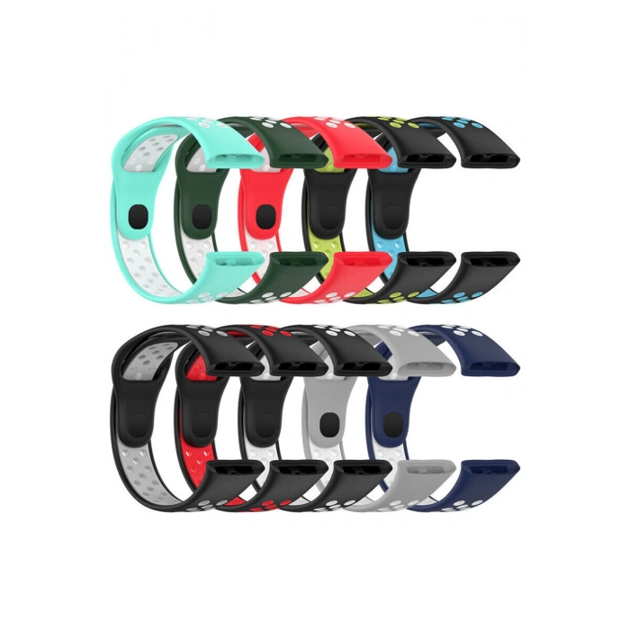 Xiaomi Redmi Watch 3 ile Birebir Tam Uyumlu Çift Renk Delikli Spor Model Silikon Kordon