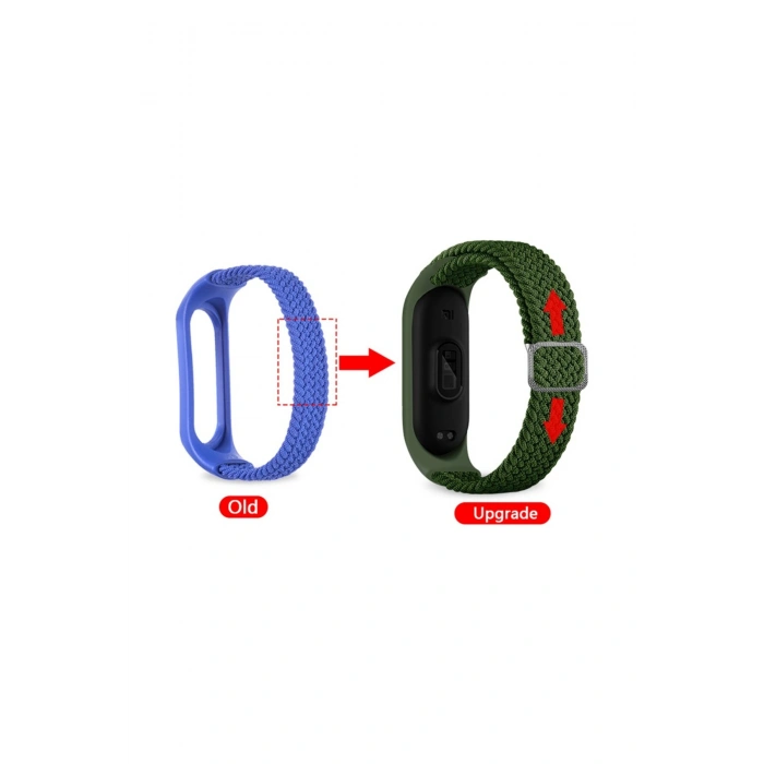 Xiaomi Mi Band 3 ve Mi Band 4 ile Birebir Tam Uyumlu Hasır Örgü Naylon Renkli Esnek Kordon Kayış