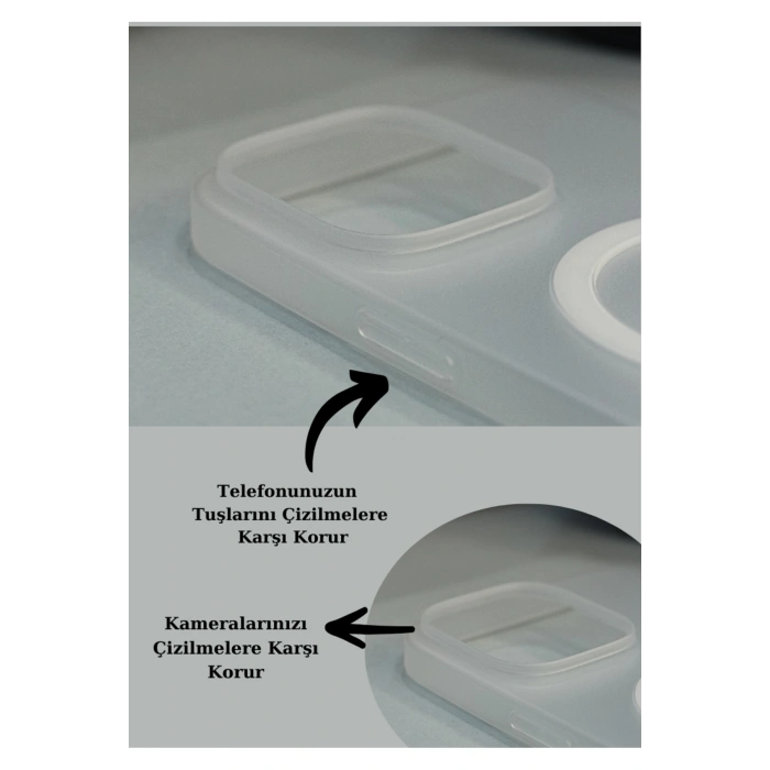İphone 15 Pro Kılıf Magsafe Buzlu Mat Şeffaf Silikon Slim
