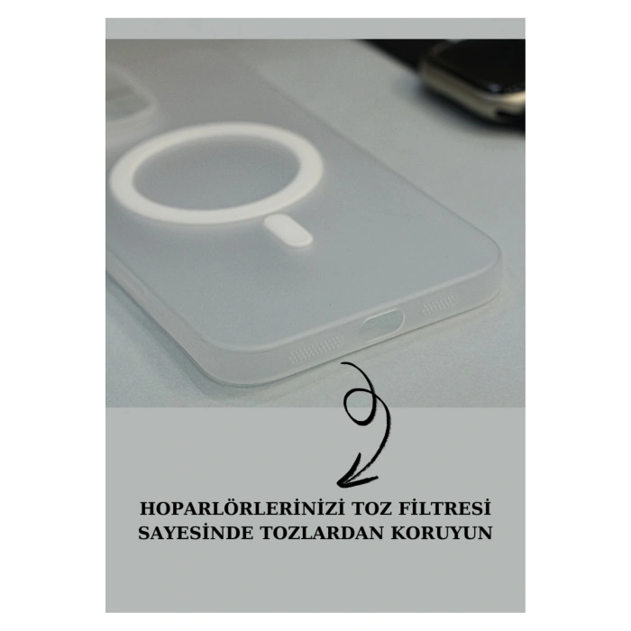 İphone 15 Pro Kılıf Magsafe Buzlu Mat Şeffaf Silikon Slim
