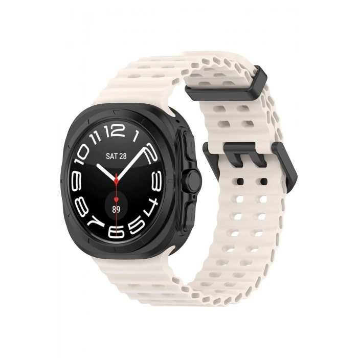 Samsung Galaxy Watch 7 Ultra ile Birebir Uyumlu Delikli Esnek Renkli Değiştirilebilir Silikon Kordon