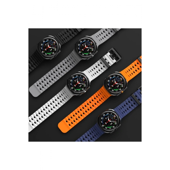 Samsung Galaxy Watch 7 Ultra ile Birebir Uyumlu Delikli Esnek Renkli Değiştirilebilir Silikon Kordon