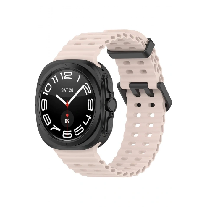 Samsung Galaxy Watch 7 Ultra ile Birebir Uyumlu Delikli Esnek Renkli Değiştirilebilir Silikon Kordon